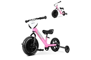 KRIDDO 2-in-1 Kids Tricycle and Toddler Balance Bike 2 Year Old, Detachable Pedals and Stowable Training Wheels, DIY Plate, Riding Trikes Toy for Ages 18 Months to 3 Years