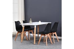 GrandCA HOME Juego de Muebles de Comedor Mesa de Comedor Cuadrada con 4 Sillas de Cocina Tapizadas para el Hogar, Oficina, Cocina (Negro)