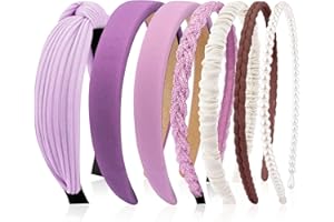 Kotkiddy Set di 7 cerchietti per capelli da donna, diversi modelli, fasce per capelli, in plastica, per ragazze e donne (viola)