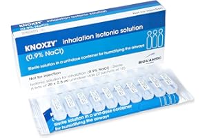 KNOXZY Solution saline isotonique stérile 0,9% - Solution saline par inhalation pour humidification - 20 flacons de dose unitaire de 2,5 ml, qualité pharmaceutique