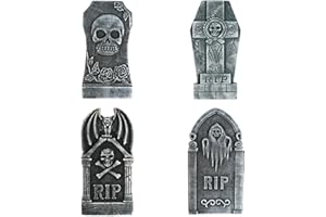 TOYANDONA 4 Pezzi 16 "lapidi tombali in Schiuma di Halloween RIP, lapide RIP Leggera con 8 picchetti in Metallo per Decorazioni di Halloween