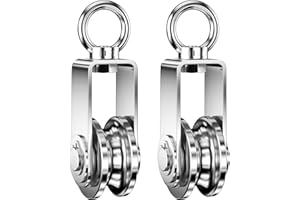 Frevoitna 2 Pezzi carrucola per sollevamento, carrucole con gancio, puleggia carrucola in Acciaio Inox, pulegge con cuscinetto, Carico 250kg, per Fune Fitness,Trasporto, Gru, Costruzione, Fabbriche