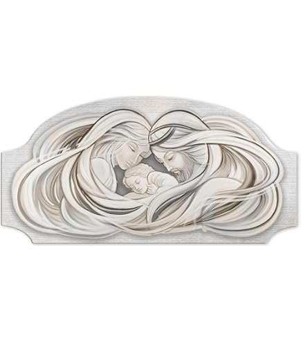 Quadro Albero Della Vita Sacra Famiglia - Argento 100x50cm, Made In Italy - Foto 6