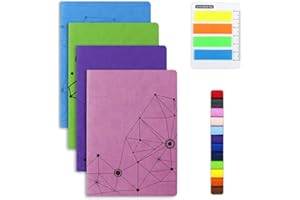 GRT - Quaderno formato A5 in ecopelle (PU) colorata, adatto come diario giornaliero, taccuino da viaggio, confezione da 4 pezzi con colori casuali