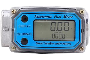 Oumefar Meter Turbine Meter Digital Fuel Meter LCD Display Kerosene Gasoline Meter 15 120L 1" NPT for Oil Medicine Transportation(Blue LLW 25)