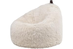 icon Cocoon Faux Fur Bean Bag, Natural, Large Adult Bean Bag Chair with Filling Included, Comfy Chair, Living Room, Living Room Furniture, Bedroom Furniture