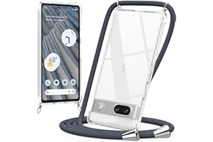 caslord Mobile Phone Case for Google Pixel 7A 6.1 Inches, Case with Strap for Hanging, TPU Mobile Phone Case, Shockproof, Camera Protection, Adjustable Length, Dark Grey