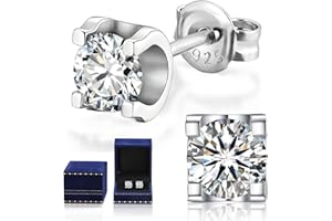FEIKFEIZ Orecchini in moissanite per donne, 0.5-1 carati, diamanti coltivati in laboratorio, argento sterling 925, placcato in oro bianco 18K, colore D, purezza VVS1, orecchini in argento, gioielli, regalo