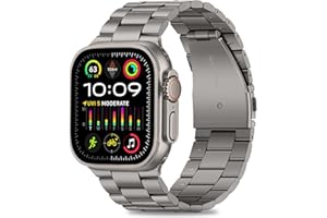 HITZEE Kompatibel with Apple Watch Ultra Armband 49mm, Edelstahl Metall Ersatzband Armbänder Band with Hülle Kompatibel für Ultra 2 Ultra, 49mm Titan
