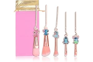 SHENGO Stitch Makeup Brush Set, 5Pcs Stitch Gifts Cosmetic Brushes with Storage Bag, Stitch Theme Cosmetic Brushes for Powder Eyeshadow Blushes Lip, Kawaii Stitch Gifts for Girl Women (262)(262)