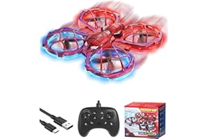 Gofimyee Mini dron para niños, rojo, con mando a distancia, 3 modos de velocidad, evitación de obstáculos, giro de 360°, vuelo circular, para niños y principiantes a partir de 8 años