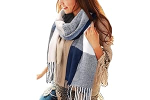 heekpek Sciarpa Donna Invernale Elegante Lunghe Sciarpa Tartan Calda Morbida Colorata Scialle Donna Invernale Cashmere con Frange