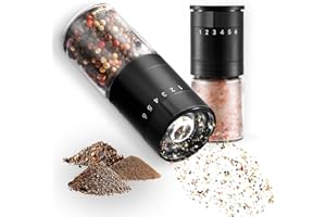 Zolmer® 2er Set Pfeffermühle mit Keramikmahlwerk & 6-Stufen-Drehung – Salz und Pfeffermühle groß – Manuelle Gewürzmühle schwarz matt, einstellbar & nachfüllbar