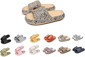 YAQUEKOU Badeschuhe Damen Herren Cozislides Original Slippers Leopard Wolken Slipper Cloudyzz Schlappen Super Weiche Airfloppy Hausschuhe rutschfeste Pantoletten Badelatschen Offener Zehentranner Sommer