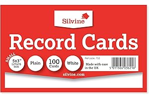 Silvine 5x3 białe karty rekordowe - gładkie, 100 kart w opakowaniu. Nr ref. 753 (127 x 76 mm)