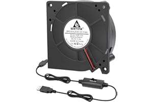 GDSTIME 120mm USB Blower Fan 5v with 3-Speed Adjustable 120 x 32mm Centrifugal Fan for TV Stand Modem GPU Network Switches Receivers DVR Xbox Cooling or Cabinet air circulation
