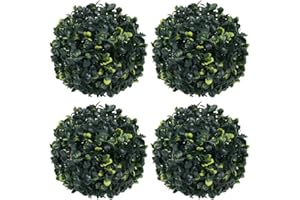 vidaXL 4X Buchsbaumkugel Künstlich Dekopflanze Buchskugel Kunstpflanze Buchsbaumkugeln Kunstbaum Zimmerpflanze Grünpflanze Deko 12cm