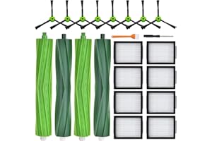 BaBuzom Accesorios de Recambios para iRobot Roomba i7 i7+ i8 i8+ j7 j7+ i3 i3+ i4 i4+ i6 i6+ E5 E6 E7 Combo i5 i5+ j5 j5+ Aspiradora, 4 Cepillo de Goma, 8 HEPA Filtro, 8 Cepillo Lateral