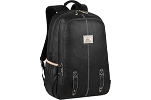 Gear Classic Anti Theft Faux Leather 14 cms Black Laptop Backpack (LBPCLSLTH0101)