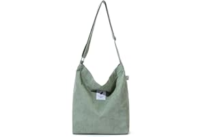 Jiliyote Cord Shoulder Bag Women's Shoulder Bag with Zip, Cord Bag Women's Large Shoulder Bag Cord Bag Bag for Girls School University Shopping Office, light green, korean
