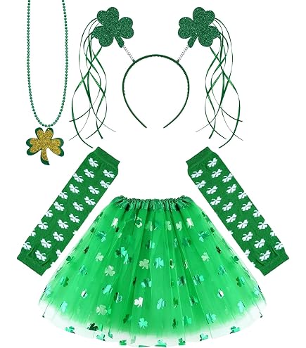 Ensemble Accessoires Costume Saint-Patrick - Nœud Papillon, Lunettes Et Bretelles Vertes Trèfle Irlandais