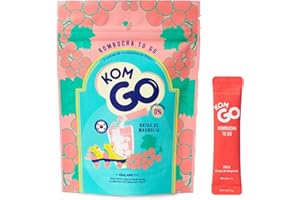 KOMGO I 6 Sobres de Bebida de Kombucha en Polvo Bebida Instantánea con Probióticos y Antioxidantes | Fácil Preparación y Refrescante | Disponible en diferentes sabores. (Baya de Magnolia)