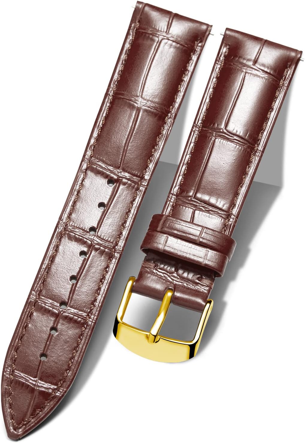 BINLUN Quick Release Leather Watch Straps Replacement Watch Bands Smart Watch Strap Crocodile Pattern in 10 Colors 13 Sizes with Silver/Gold/Rose-Gold Buckle for Men Women(10mm-24mm)
