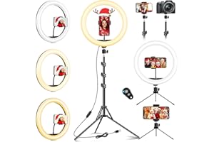 VEVICE 12.6 inch Ring Light with Tripod Stand & Phone Holder Tall 187cm/73.6", Large Professional Selfie Ring Lights for Phone, Led Standing Ringlight for Tiktok, Makeup, Video, Streaming, Youtube