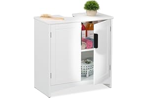 ‎RELAXDAYS Relaxdays Szafka pod umywalkę, 2 drzwi, HWD: 60 x 60 x 30 cm, MDF, szafka łazienkowa, szafka pod umywalkę, biała, żelazko, płyta pilśniowa