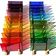 LITMIND 24 Sheets Transparent Stained Glass Variety Pack - 4 x 6 Inch Cathedral Art Glass for Mosaic Crafts & Supplies, Assorted Colors Glass Sheets for Stunning Stained Glass Projects