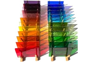 LITMIND 24 Blatt transparente Kathedrale Buntglas Variety Pack - 10,2 x 15,2 cm lebendiges Regenbogen-Kunstglas für Sonnenfänger, Mosaik & DIY Handwerk