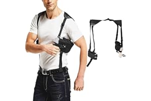 ZONSUSE Pistolera Hombro,Fundas de Armas de Caza,Funda Oculta al Aire Libre,Correa de Hombro Ajustable con Bolsillos para Revistas,para la Mayoría de Glock Ruger Sig Sauer Smith