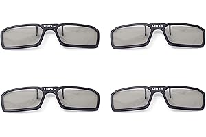 EASYPEASY ONLINE STORE Ultra 4 Black Pairs 3D Clip On Glasses Passive 3D Glasses Men Women Compatible with RealD Cinemas 3D Glasses for TV Movie Glasses For Prescription Glass Wearers Circular Polorised Cinema 3D Glasses