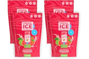 ZEBRASTIC Zebra ICE veganes Eis ohne Zuckerzusatz, Probierpaket Guave & Erdbeere 20 Stück | Früchtpüree Wassereis zum Einfrieren | Vegan - Glutenfrei - Lactosefrei