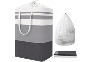 Wuciray 75L Wäschekorb Faltbar Großer Wäschesammler mit Griff Laundry Baskets Wasserdicht für Wäsche Kleidung Decken Kissen Spielzeug mit Herausnehmbaren Wäschesäcke Wäschetonne grau