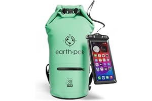 ‎EARTH PAK Earth Pak Dry Bag – Wasserdichter Packsack mit Reißverschluss Tasche, Schultergurt und wasserfester Handyhülle – Ideal beim Kajak Fahren, Camping, Angeln, Bootfahren und Rafting
