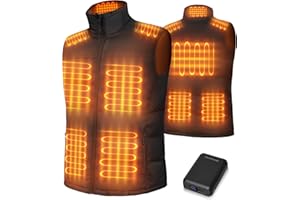 FrostVoyage Chaleco Calefactable Hombre Mujer con Batería 7.4V 18400mAh, Chaleco Térmico Eléctrico con 10 Zonas de Calor y 3 Niveles Ajustables, Chaqueta Calefactable para Ciclismo, Esquí y Pesca