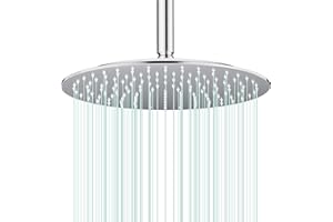 AULEEND Rain Shower Head, Work with Any Decorative Style，All Metal Rainfall Shower Head (Chrome, 12 Inch)