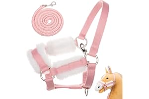 Hoofly Hobby Horse Zubehör – Halfter in Pink, mit Strick & Karabinerhaken [TÜV geprüft] für Steckenpferde in DIN A3 Größe – Hochwertige Ausstattung im Set - Ideal für Spiel & Training
