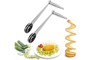 lomdung 2 Pezzi Taglia Patate a Spirale, Spiralizzatore Verdure in Acciaio Inox, Utensili da Cucina a Spirale per Frutta e Verdura, Taglierina Portatile a Spirale per Patate Cetrioli Carote Frutta