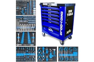 DSD TOOLS Steel Tool Chest Trolley Cabinet Fully Loaded Workshop Tool Box on Castors with Lockable Storage and Easy Mobility (Blue)