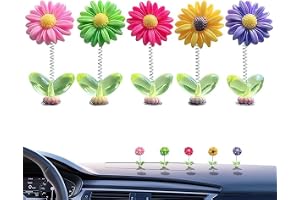 5 stycken bildekoration interiör tusensköna, vinglande blommor bilornament för instrumentbräda, söt bildekoration & biltillbe