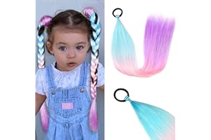 JIAMEISI Rainbow Ponytail Extensions With Hair Tie 2 Packs 50g/Pack Coloured Hair Extensions for Braiding 26 inch Colorful Ombre Mermaid Pony Tail Synthetic Hair Extensions for Girl Women S35