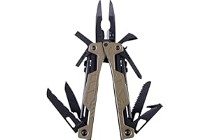 Leatherman OHT - Multiherramienta con 16 utensilios, incluyendo alicates de punta de resorte, llave para tanque de oxígeno y navajas 420HC, hechos en EE.UU., en marrón con funda negro de molle