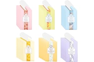 ZQSFPK Wardrobe Fresheners, 30 Pack Wardrobe Air Freshener With 6 Scents, Lavender Jasmine Lemon Lily Ocean Rose, Natural Rice Husk Formula, 18 x 11.5 cm Each
