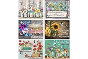 LWZAYS 6 Pack Sunflower Diamond Painting Kits - Diamond Art Kits for Adults,Inspirational DIY Full Drill Diamond Dots Paintings with Diamonds Sets Gem Art for Wall Decor 11.8x15.7inch