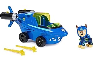 Paw Patrol Chase Aqua Pups Transformujący Pojazd z Rekinem, Niebieski, od 3 lat
