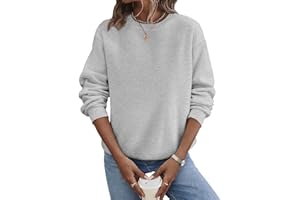 TICTICMIMI Lässige Damen-Sweatshirts mit Rundhalsausschnitt, langärmelig, lockere Passform, Herbst-Shirt