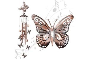 TUHNHGD Wind Chime, Gifts Chimes, Outdoor Decorations Wind Chime, Vintage Commemorative Wind Chimes Gift For Mom And Woman, Copper Decoration Birthday And Valentine Gift (Butterfly)