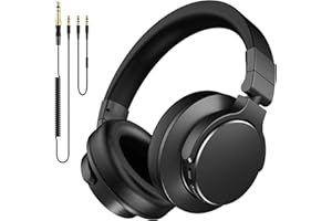 syndesmos Professional Studio Headphones, Over-Ear DJ & Monitoring Headphones with 6.35 & 3.5mm Detachable Cables, 50mm Driver, Closed-Back Headphones for Studio Recording & Mixing, Podcast, DJ, Music